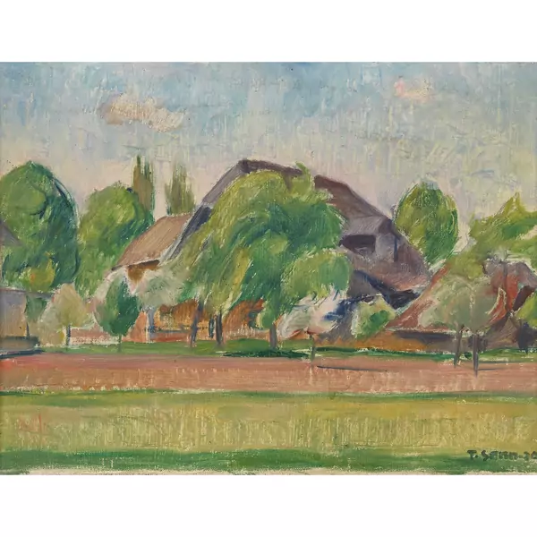 Sommerliche Landschaft mit Gehöft