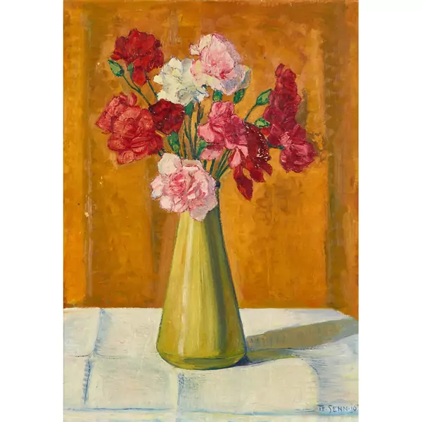 Nelken in gelber Vase