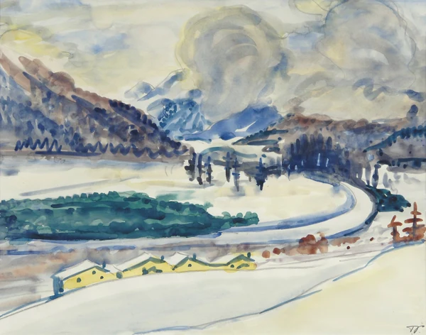 Turo Pedretti — Winterlandschaft gegen Pontresina