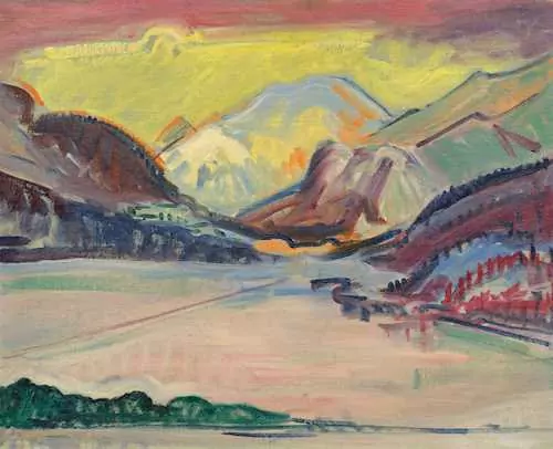 TURO PEDRETTI — View looking towards Pontresina, evening. 1948. — Koller Auktionen