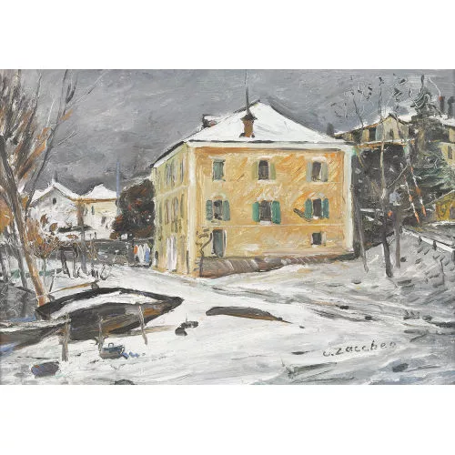 Ugo Zaccheo — Strassenpartie im Winter.