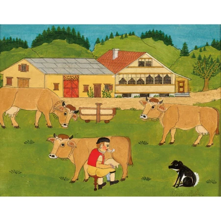 Appenzeller Bauer beim Melken