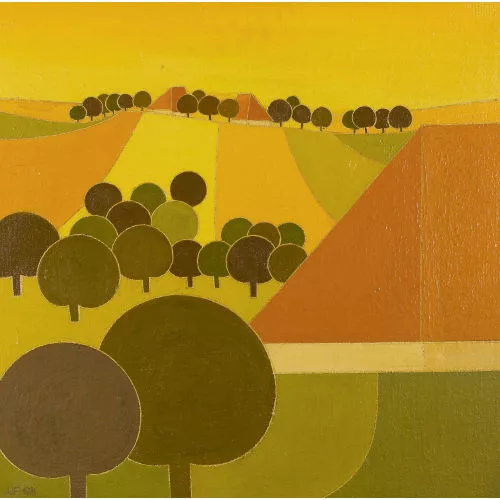 Urs Flury — Abstrahierte weite Ackerlandschaft.