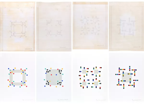 Verena Loewensberg — 8 Blätter: Vier Variationen um ein Quadrat, 1980