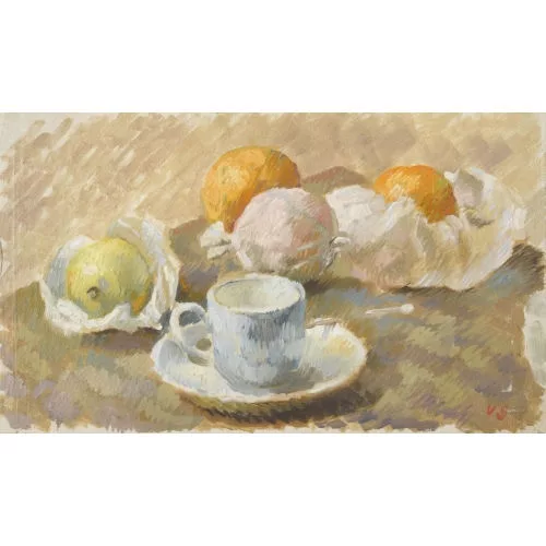 Victor Surbek — Stillleben mit Früchten und Tasse.