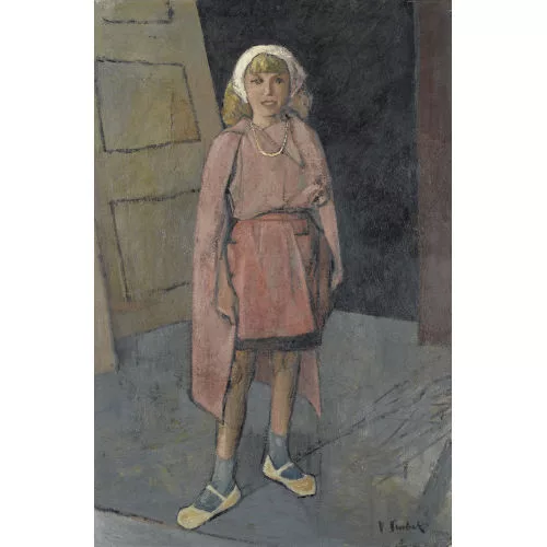 Victor Surbek — Mädchen in rosarotem Gewand.