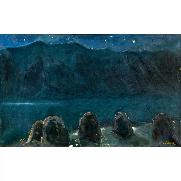 Victor Surbek — Nächtliche Szene über dem Brienzersee.