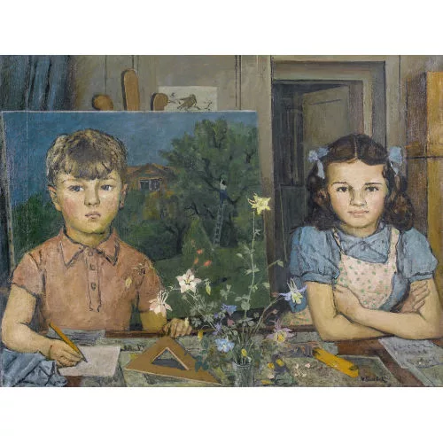 Victor Surbek — Zwei Kinder in Interieur.