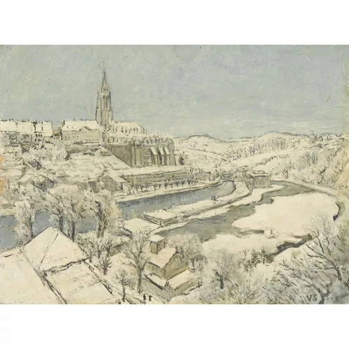 Victor Surbek — Blick auf die verschneite Berner Altstadt.