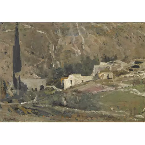 Landschaft mit Zypresse
