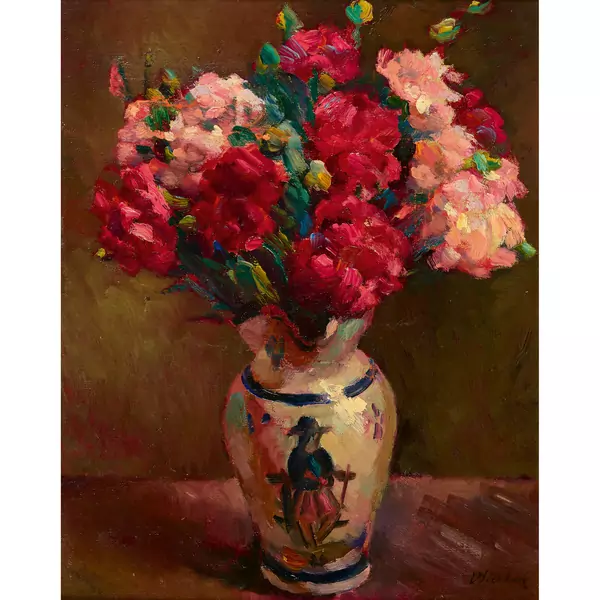 Nelkenstrauss in Keramikvase