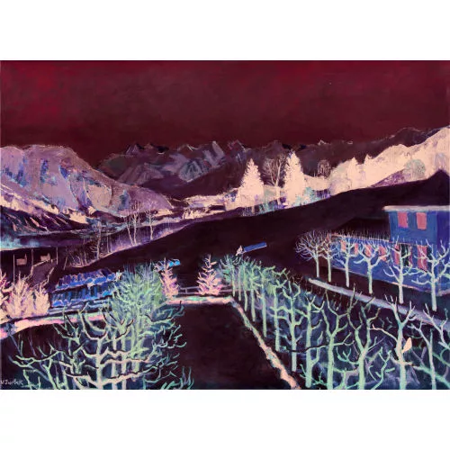 Victor Surbek — Schneebedeckte Landschaft mit Blick auf die Churfirsten.