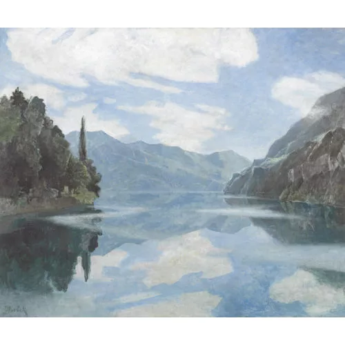 Victor Surbek — Ansicht eines Sees mit steilem Ufer.