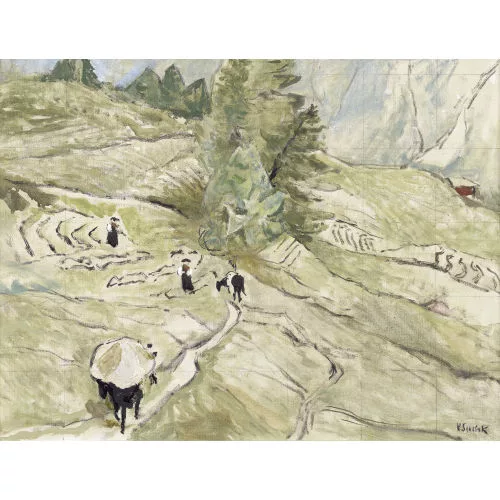 Victor Surbek — Walliser Bäuerinnen bei Säumerweg.