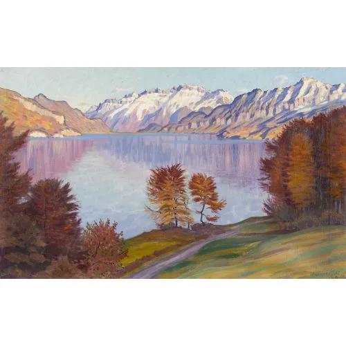 Waldemar Fink — Herbstliche Landschaft am Brienzersee.