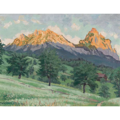 Waldemar Fink — "Die Mythen bei Schwyz in der Abendsonne".