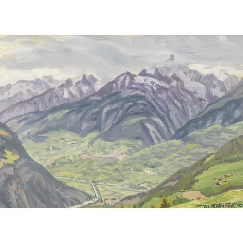 Waldemar Fink — "Blick von Visperterminen gegen Bietschhorn und Visp".