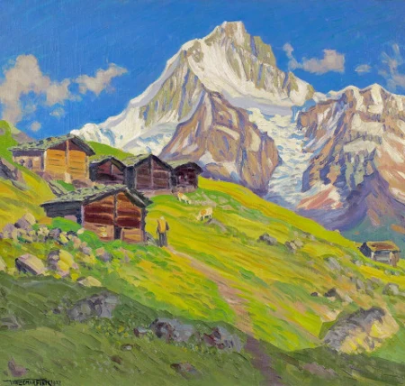 Sommernachmittag mit Bietschhorn (Lötschental), 1928