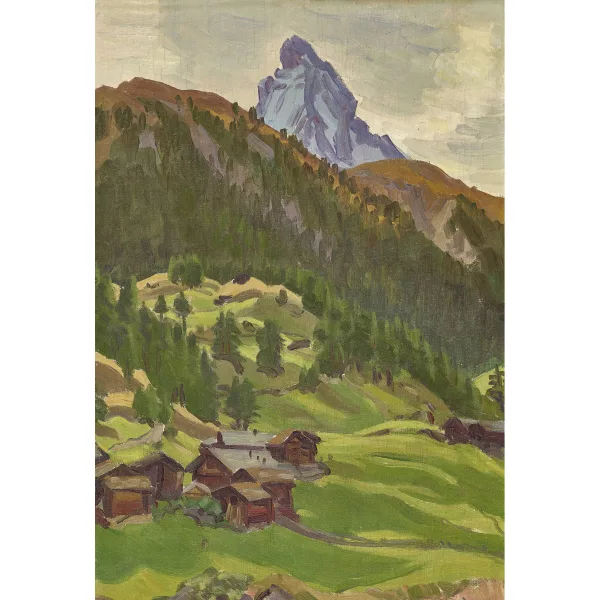 Waldemar Fink — "Matterhorn mit Dorf zum See".