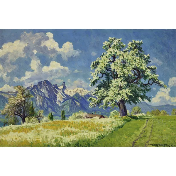 Waldemar Fink — "Blühender Birnbaum bei Sigriswil".