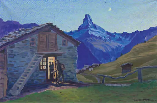 WALDEMAR FINK — Abenddämmerung, Findeln bei Zermatt mit Matterhorn. 1930. — Koller Auktionen