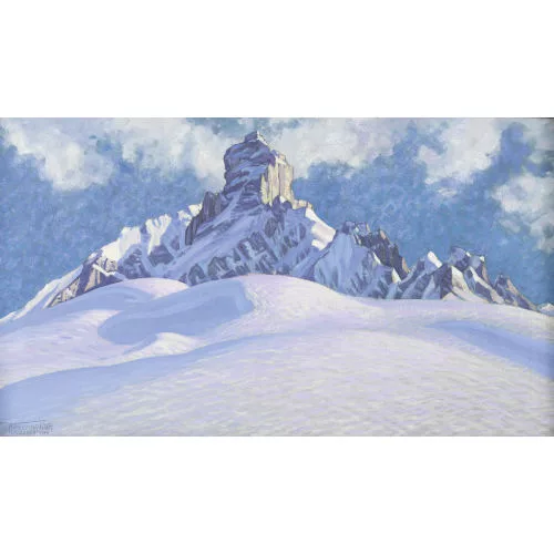 Waldemar Fink — Winterliche Ansicht des Nünihorns bei Adelboden.