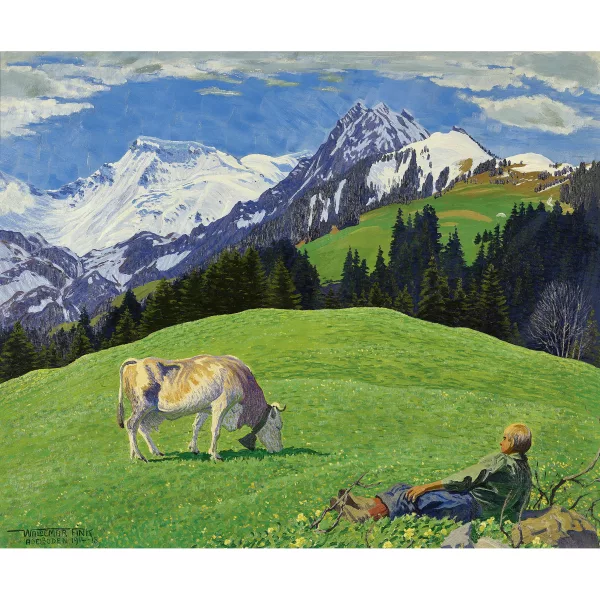Waldemar Fink — "Frühlingsbild in den Bergen".
