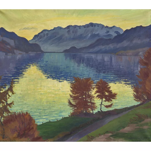 Waldemar Fink — "Herbstmorgen (Tagesanbruch) am Thunersee".