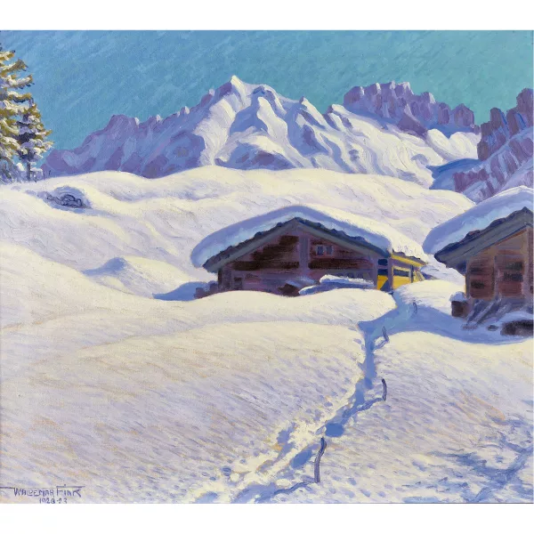 Waldemar Fink — Winterlandschaft bei Adelboden mit Bonderspitze.