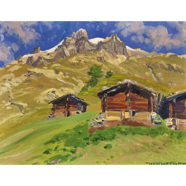 Waldemar Fink — "Hütten bei Hockenalp, Lötschental".