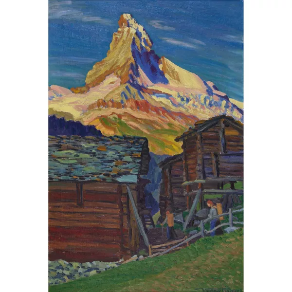 Waldemar Fink — "Frühmorgen in Findelen (Zermatt) mit Matterhorn".