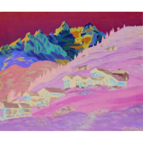Waldemar Fink — "Frühmorgen bei Findeln ob Zermatt mit Gabelhörnern".