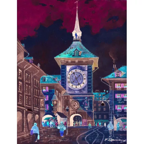 Walter Eggimann — Blick von der Kramgasse auf den Zytgloggeturm.