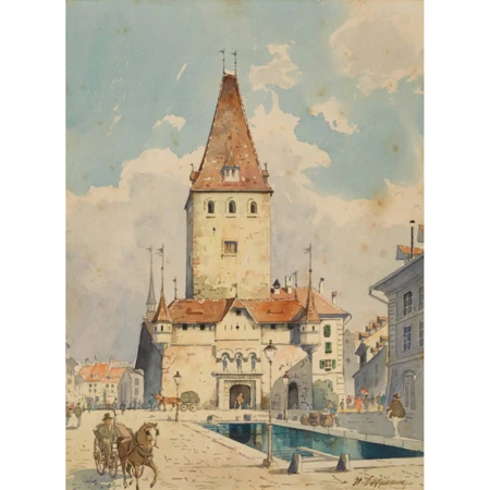 Historische Ansicht des Christoffelturms in Bern