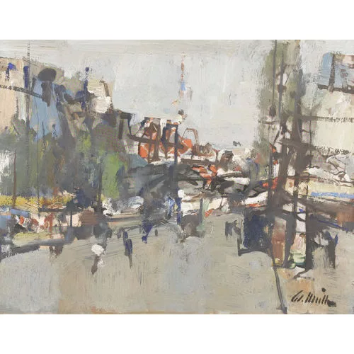 Walter Emil Müller — Belebte Strassenpartie.