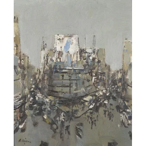 Walter Emil Müller — Belebte Pariser Strassenpartie.