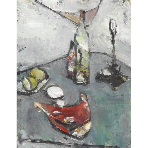 Walter Emil Müller — Stillleben mit Zitrusfrüchten und Flasche.