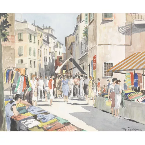 Walter Feller-Brand — Wochenmarkt in Norditalien.