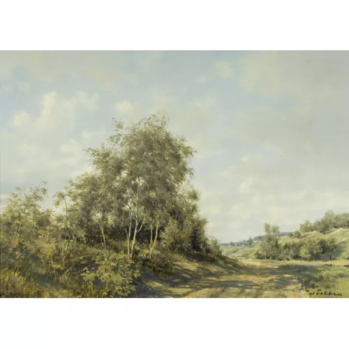 Walter Feller-Brand — Sommerliche Landschaftspartie mit Feldweg.