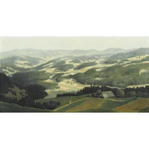 Walter Feller-Brand — Hügelige Voralpenlandschaft im Sommer.