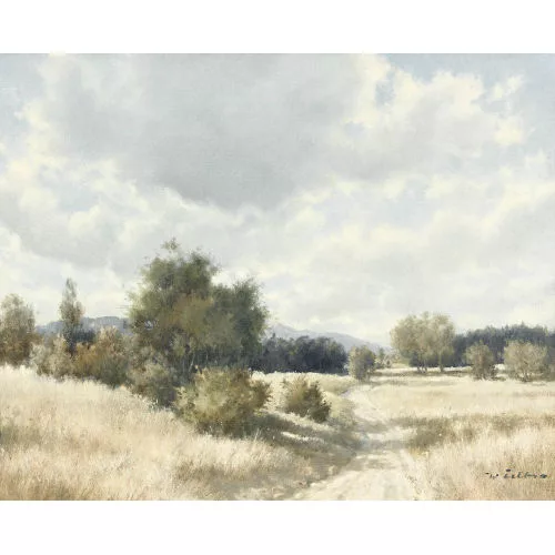 Walter Feller-Brand — Sommerliche Landschaftspartie mit Feldweg.