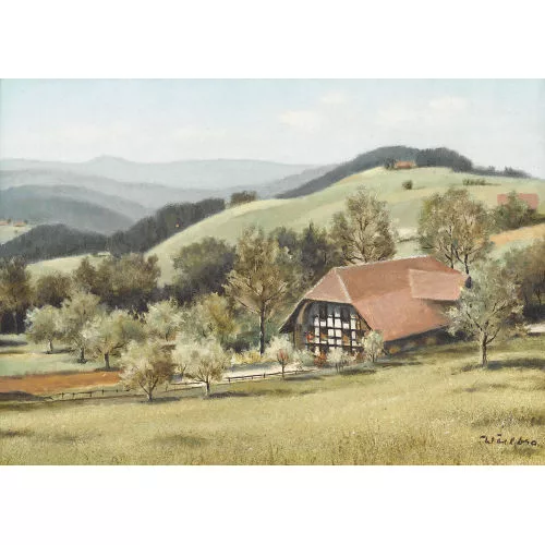 Walter Feller-Brand — Hügelige Voralpenlandschaft im Sommer.