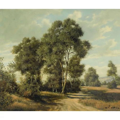 Walter Feller-Brand — Sonniger Weg mit Bäumen.