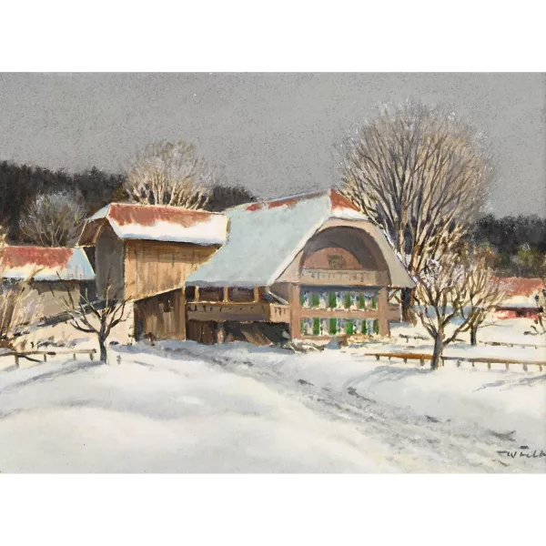 Walter Feller-Brand — Winterlandschaft mit Bauernhaus.