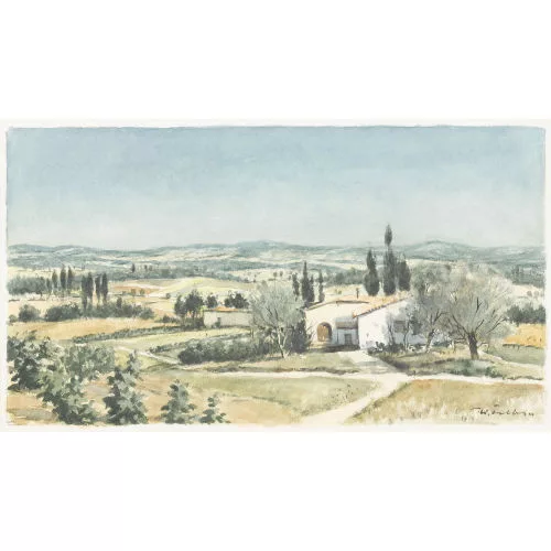 Walter Feller-Brand — Sonnige Landschaft mit Haus.
