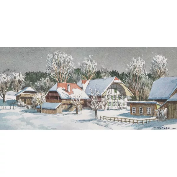 Walter Feller-Brand — Winterlandschaft mit Bauernhäusern.