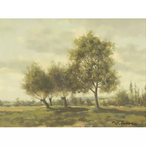 Walter Feller-Brand — Wiesenlandschaft mit Bäumen.
