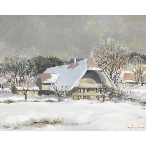 Walter Feller-Brand — Winterlandschaft mit Berner Haus.