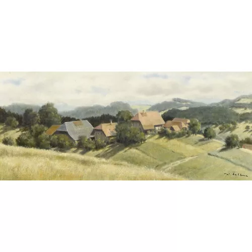 Walter Feller-Brand — Hügelige Voralpenlandschaft im Sommer.