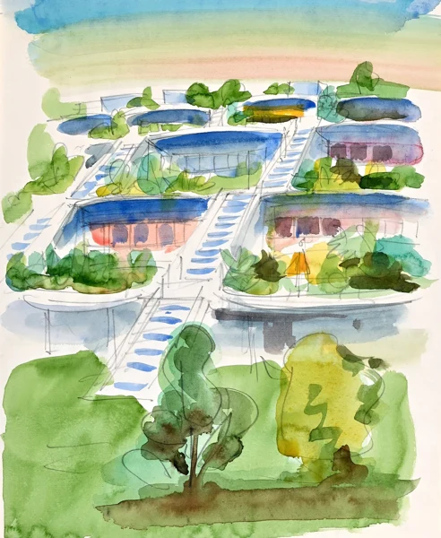 Walter Jonas — Architekturskizze
